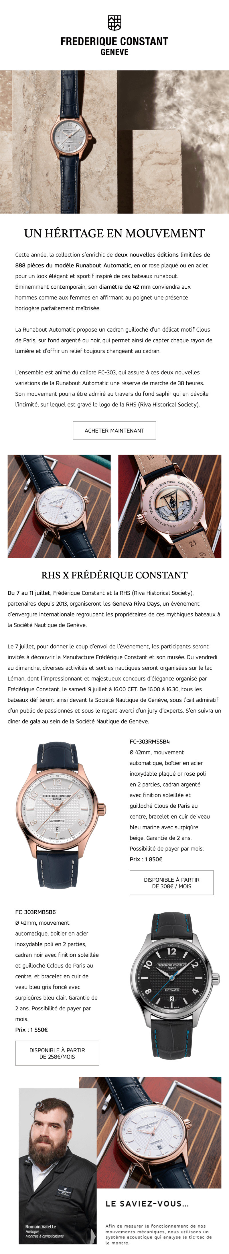 Newsletter Frederique Constant