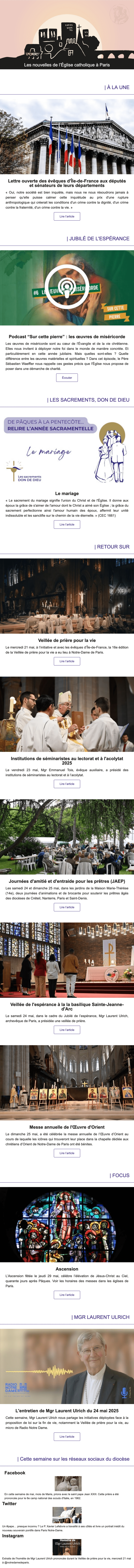 Newsletter Église catholique à Paris