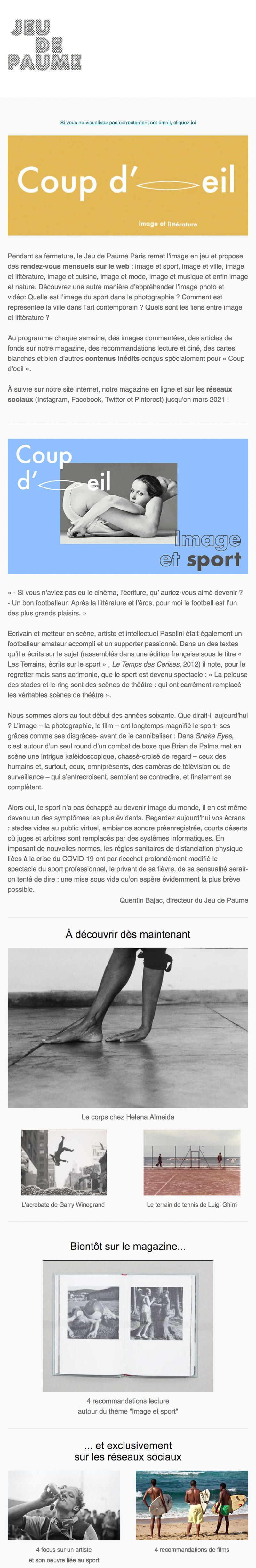 Newsletter Jeu de Paume