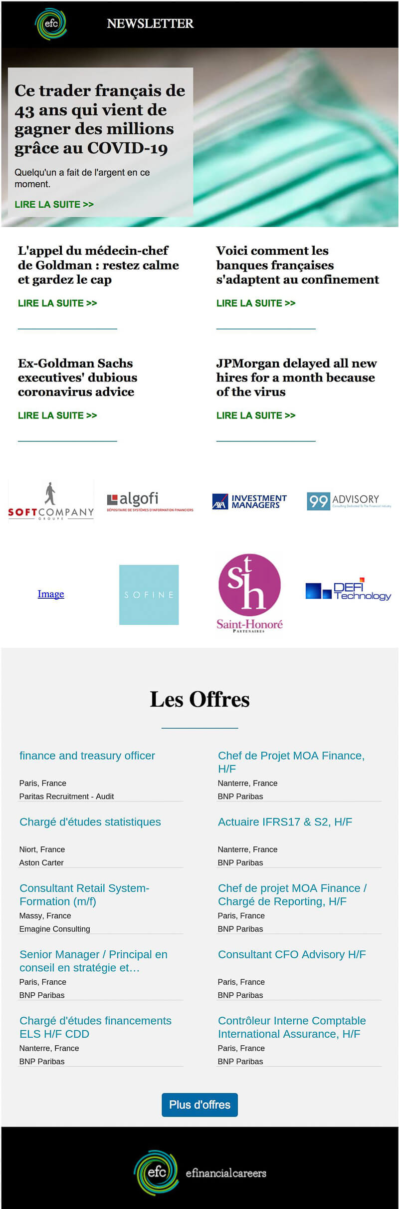 Newsletter eFinancialCareers