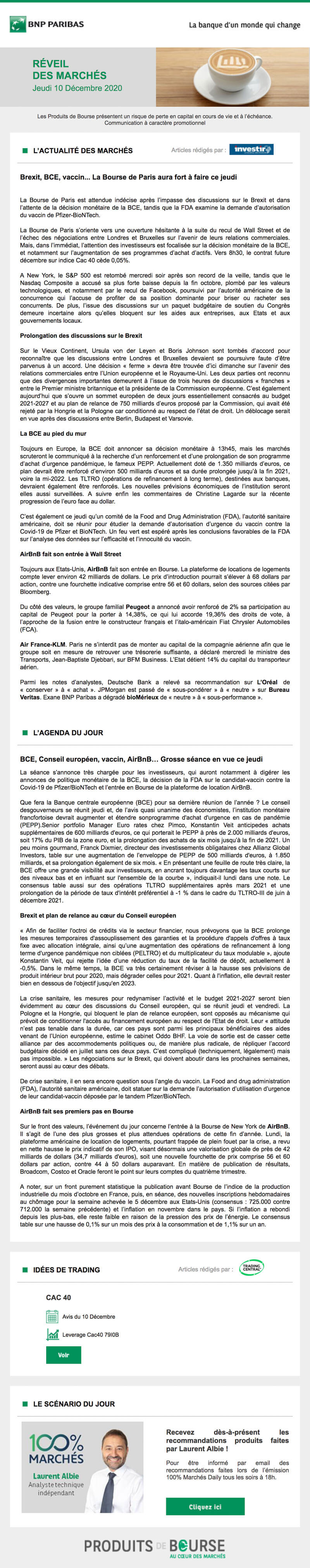 Newsletter BNP Paribas Produits de Bourse