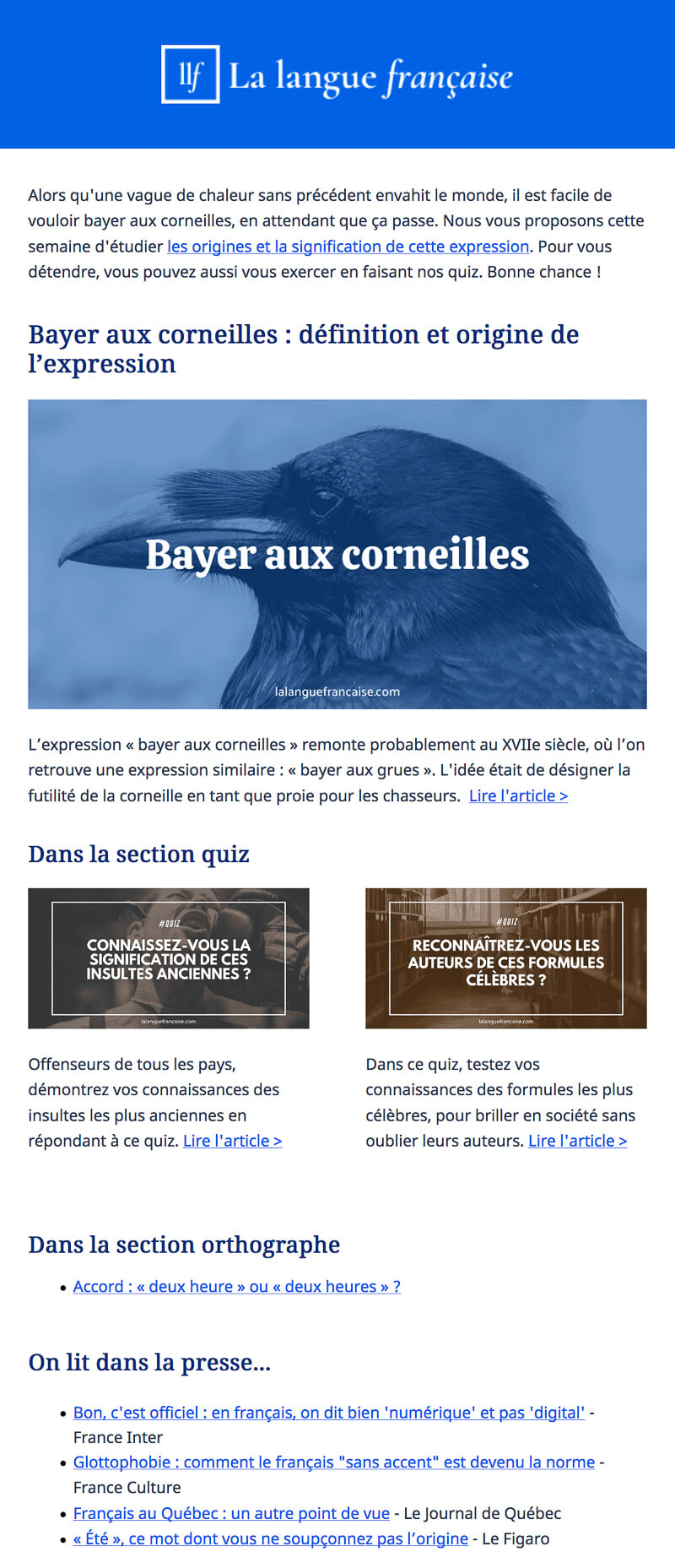 Newsletter La langue française