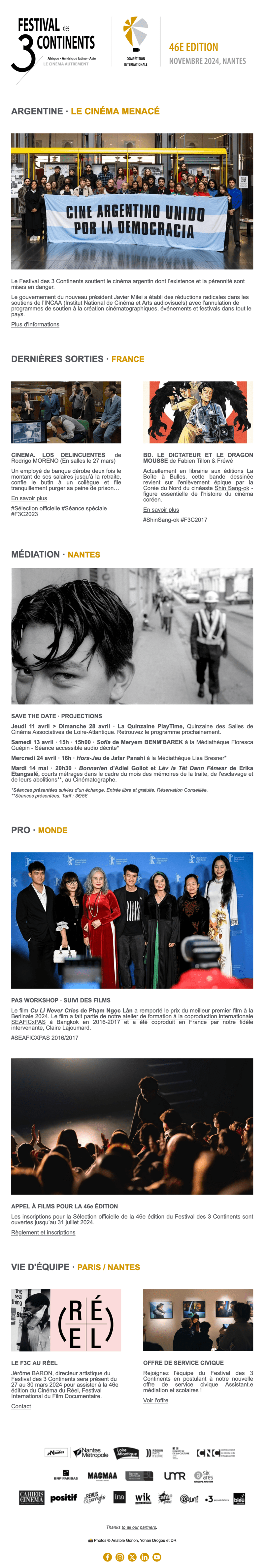 Newsletter Festival des 3 Continents