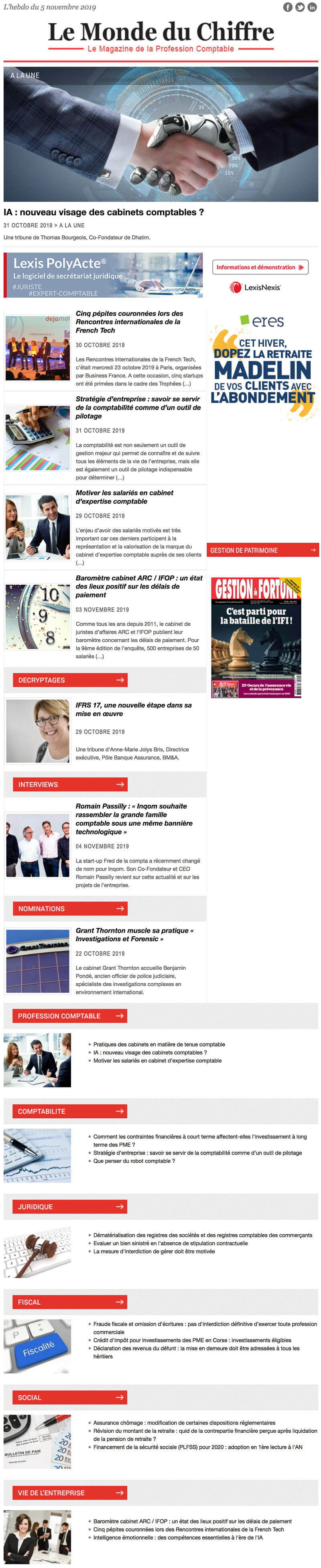 Newsletter Le Monde du Chiffre