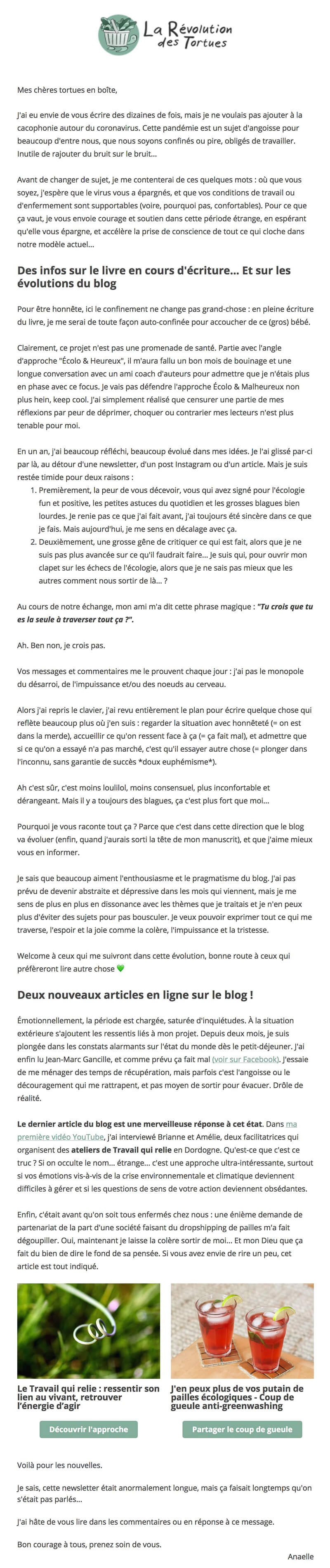 Newsletter La Révolution des Tortues