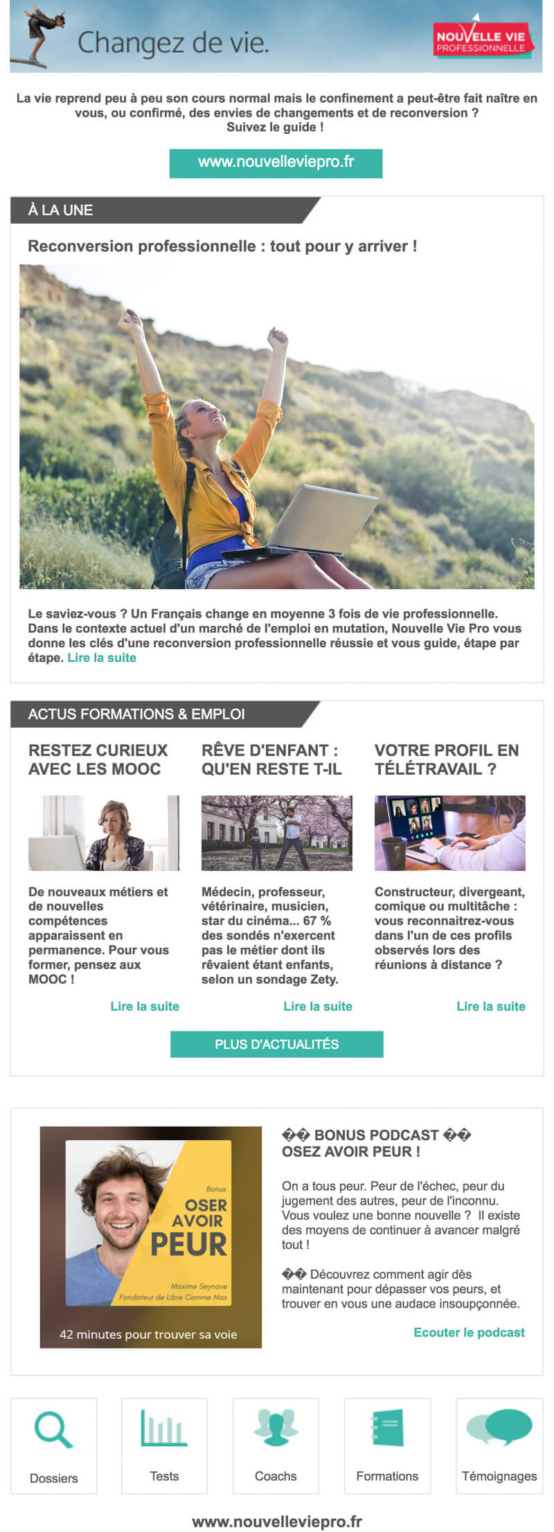 Newsletter Nouvelle Vie Professionnelle