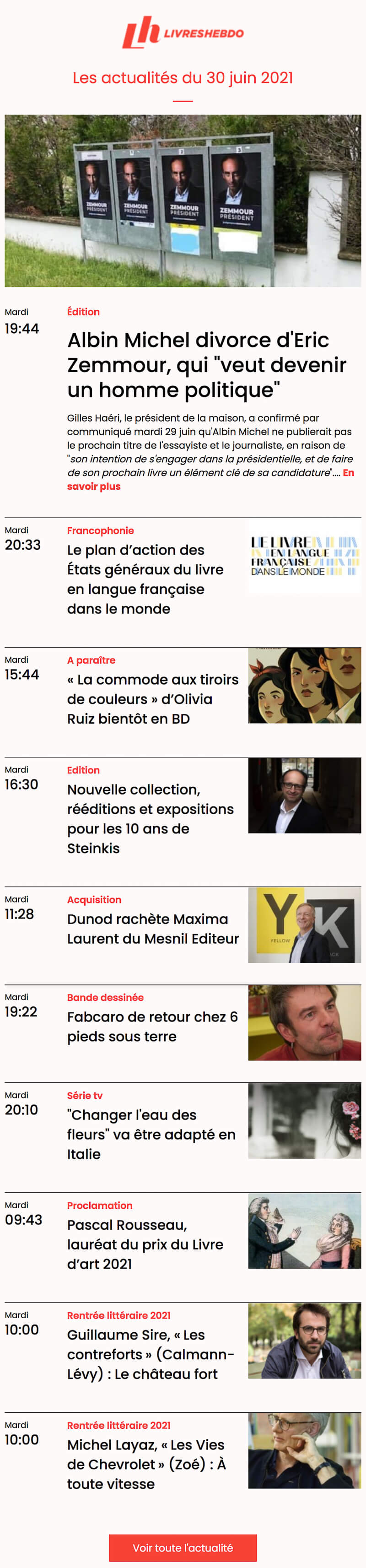 Newsletter Livres Hebdo