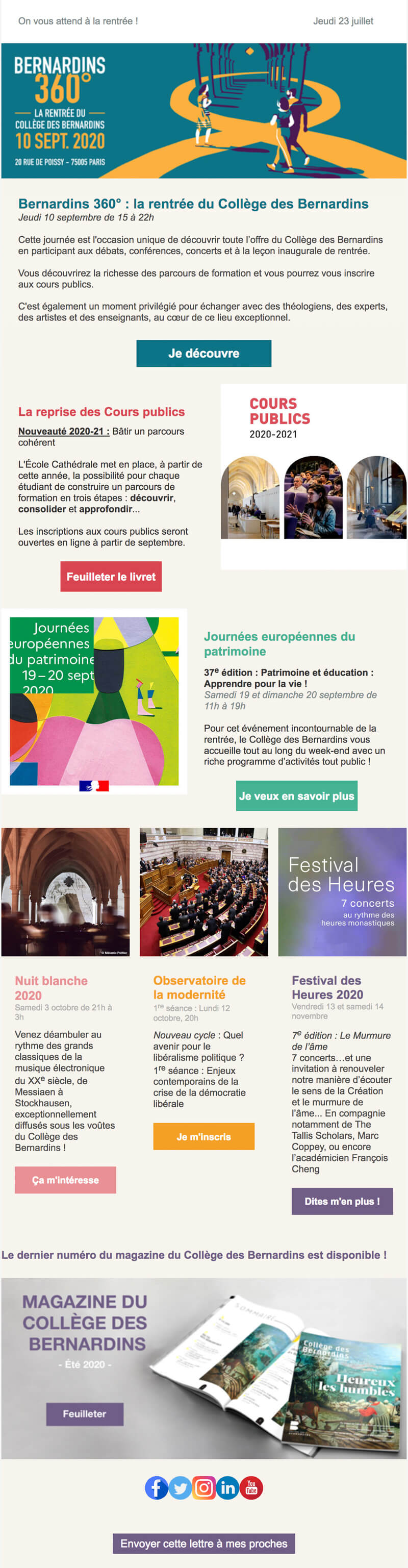 Newsletter Collège des Bernardins