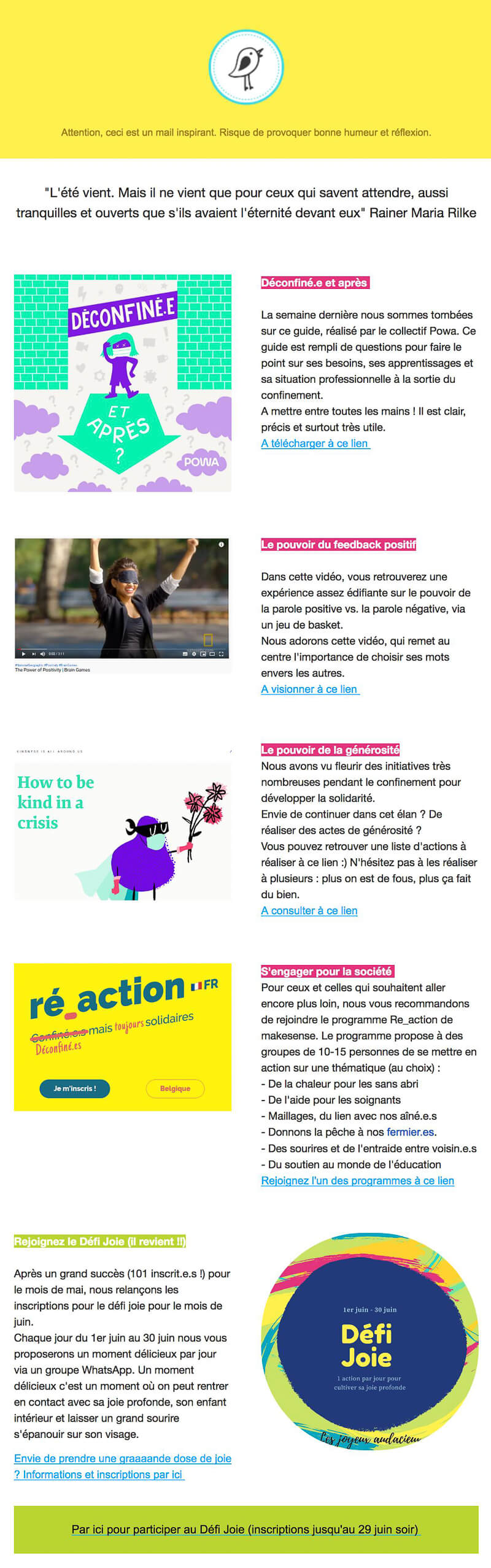 Newsletter Les Joyeux Audacieux