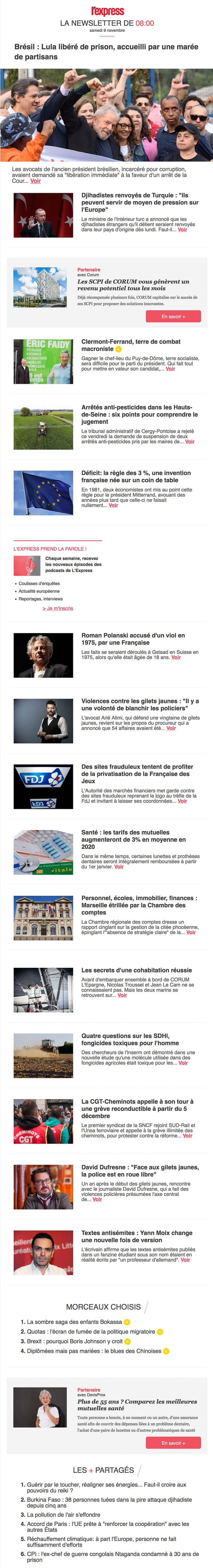 Newsletter L'Express quotidienne