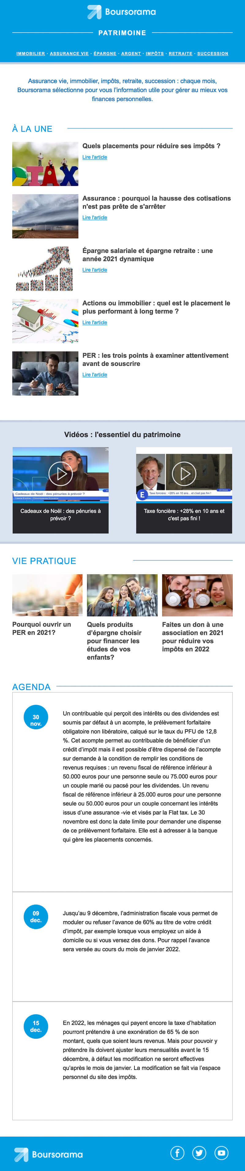 Newsletter Boursorama patrimoine