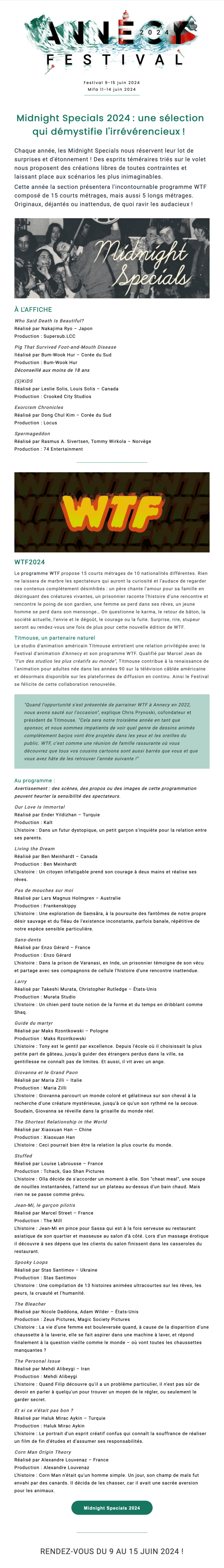 Newsletter Annecy Festival
