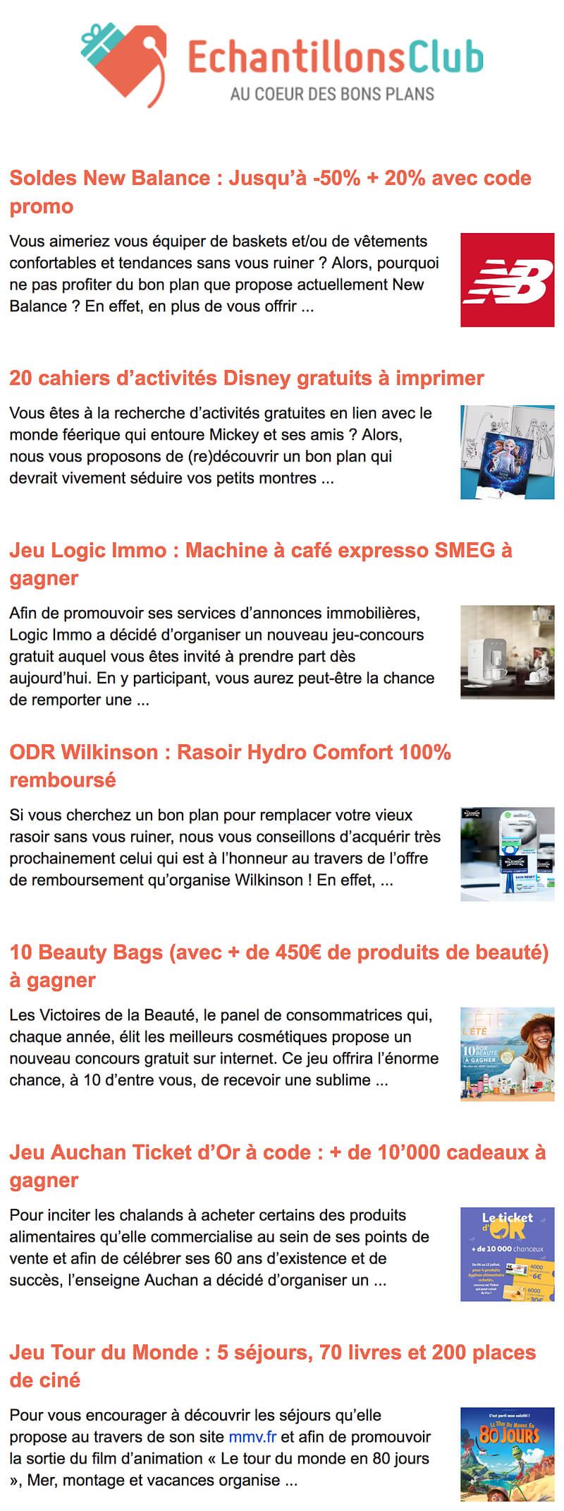 Newsletter Echantillons Club