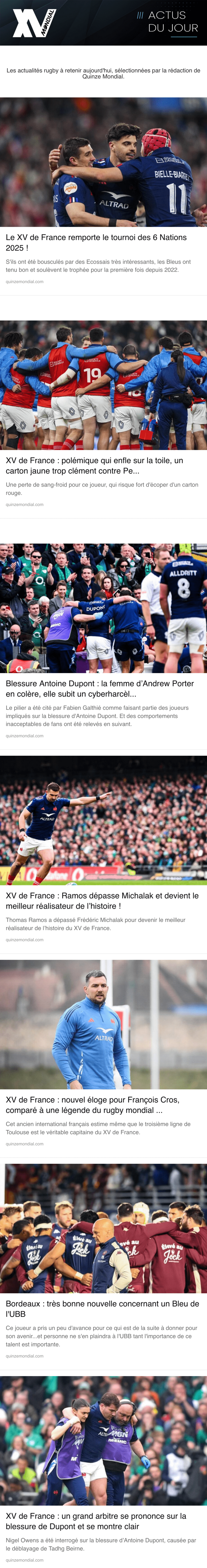 Newsletter Quinze Mondial