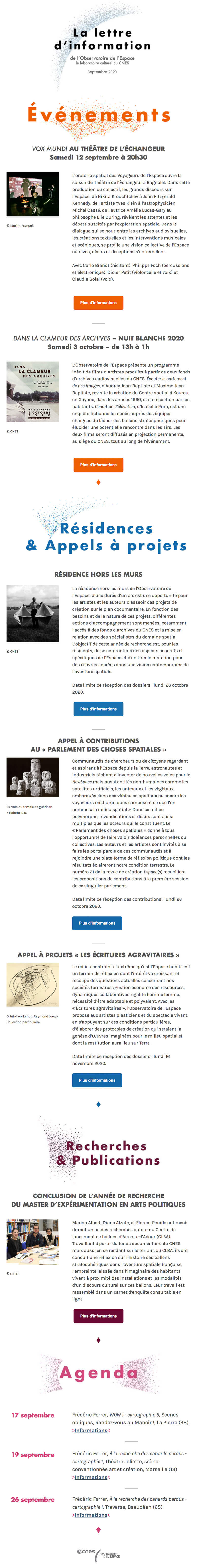 Newsletter Observatoire de l'Espace