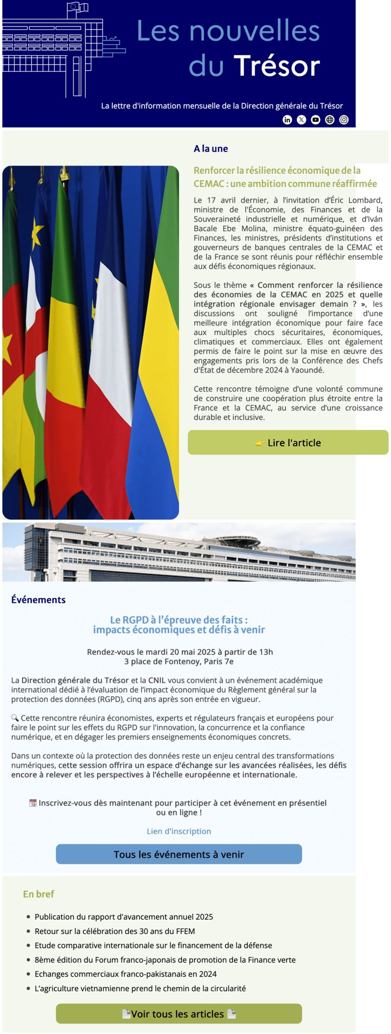 Newsletter Les Nouvelles du Trésor