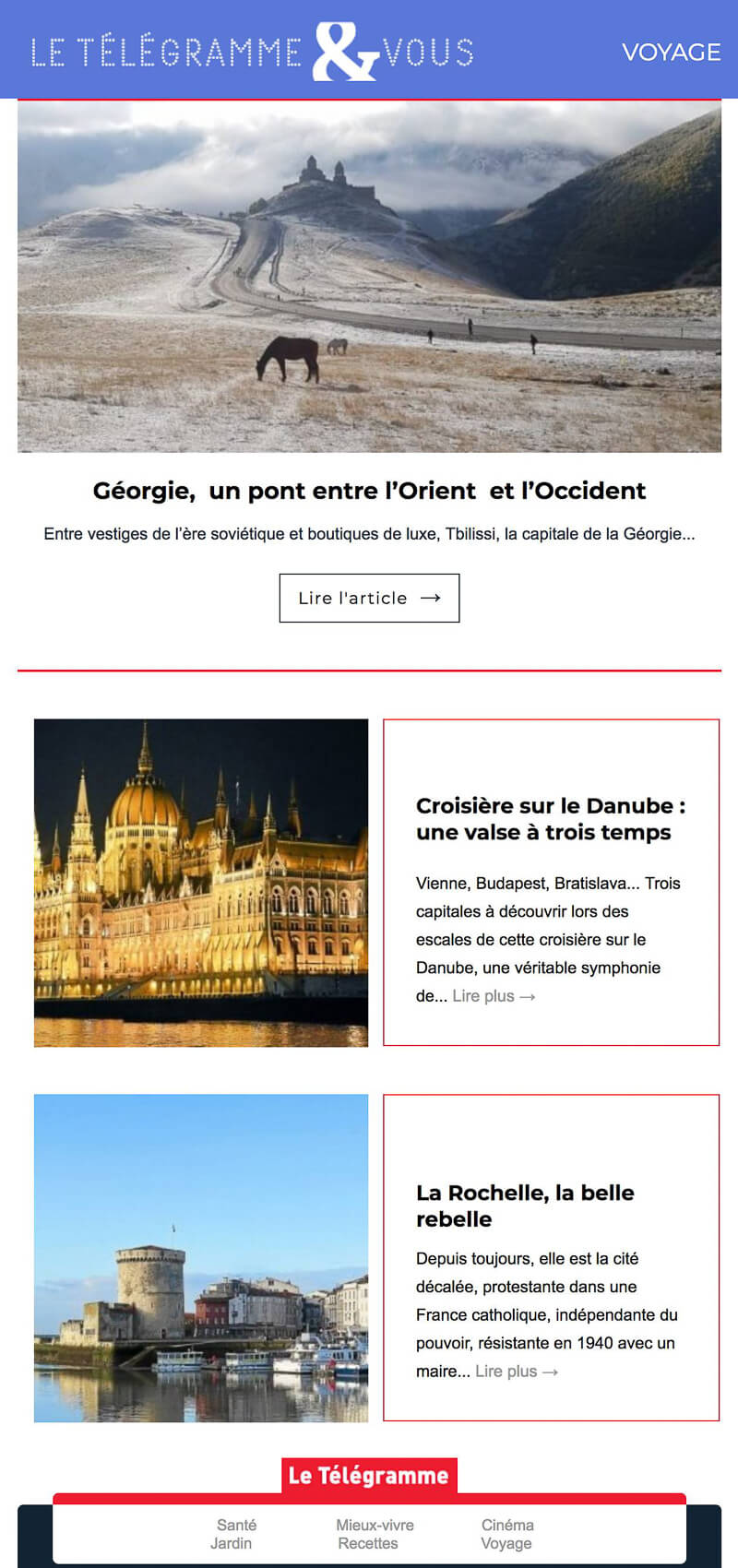 Newsletter Le Télégramme - Voyage
