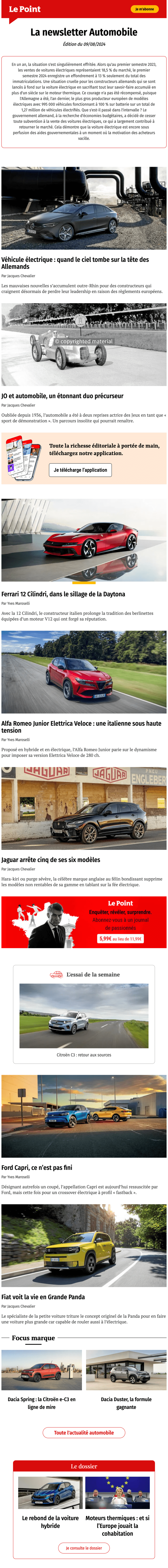 Newsletter Le Point Auto