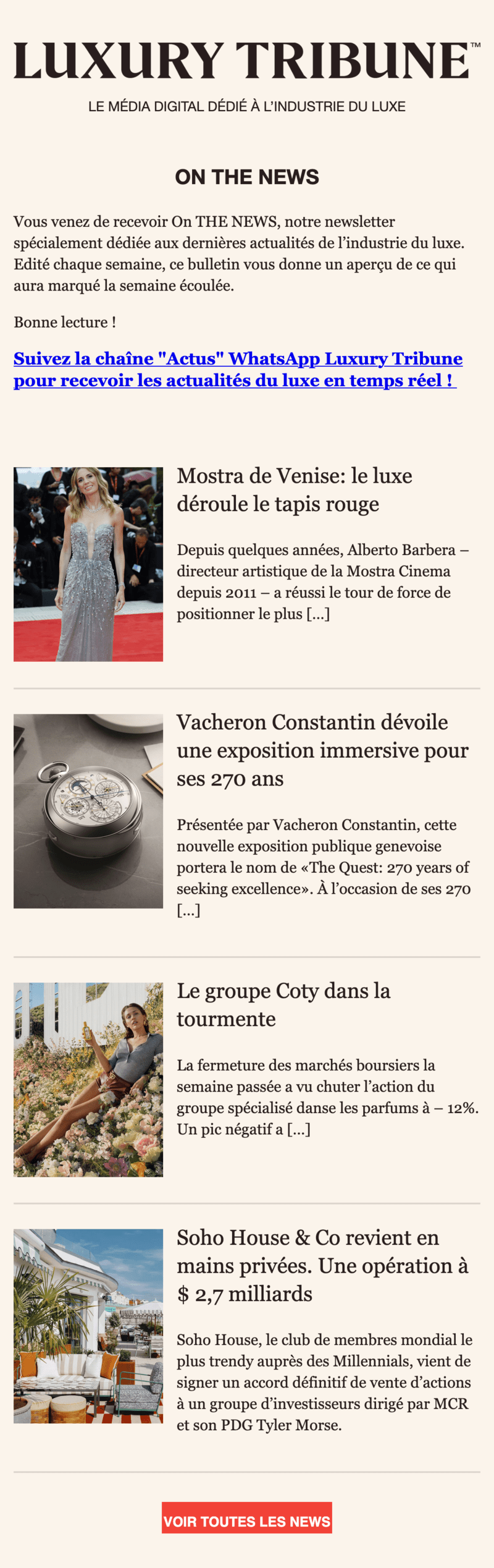 Newsletter Luxury Tribune