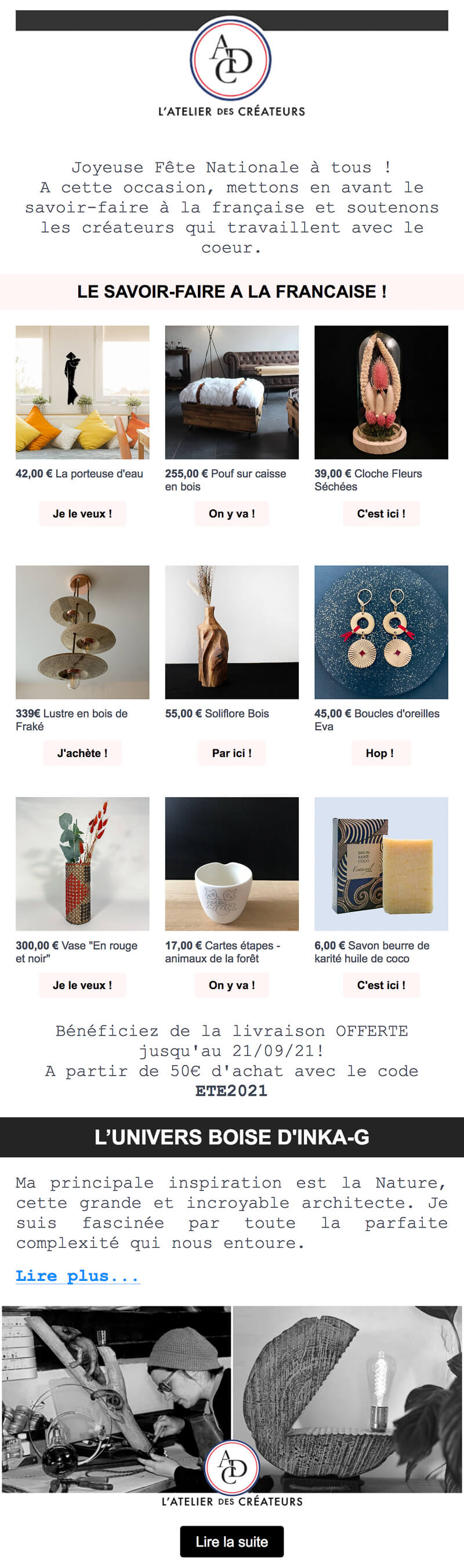 Newsletter L'Atelier des Créateurs