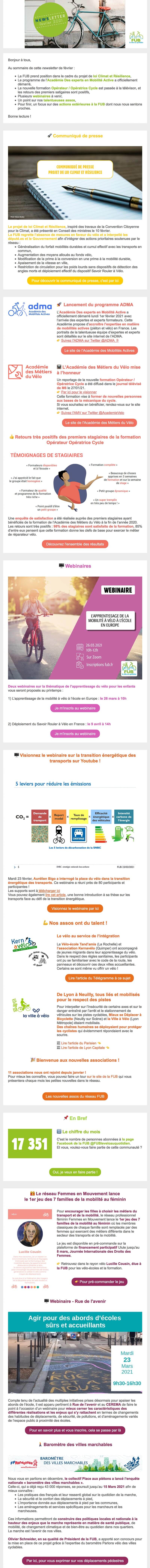 Newsletter Fédération française des Usagers de la Bicyclette