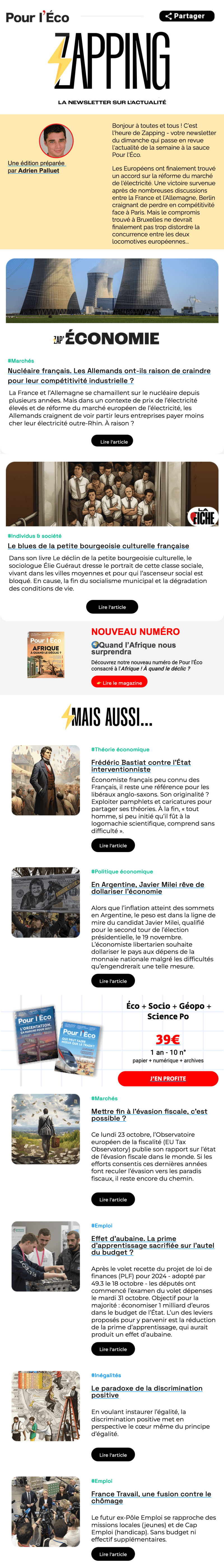Newsletter Pour l'Éco