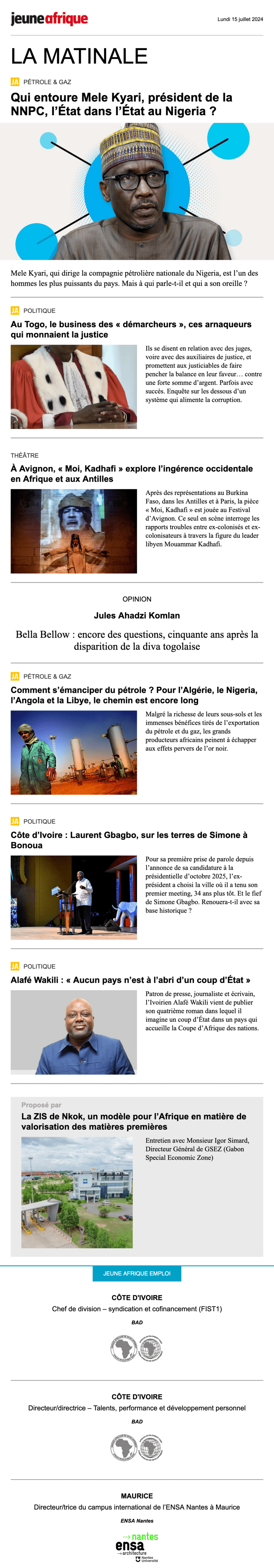 Newsletter Jeune Afrique