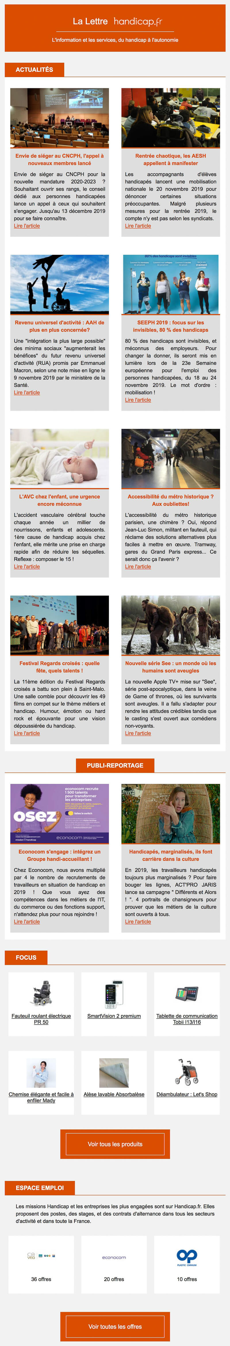 Newsletter Handicap.fr