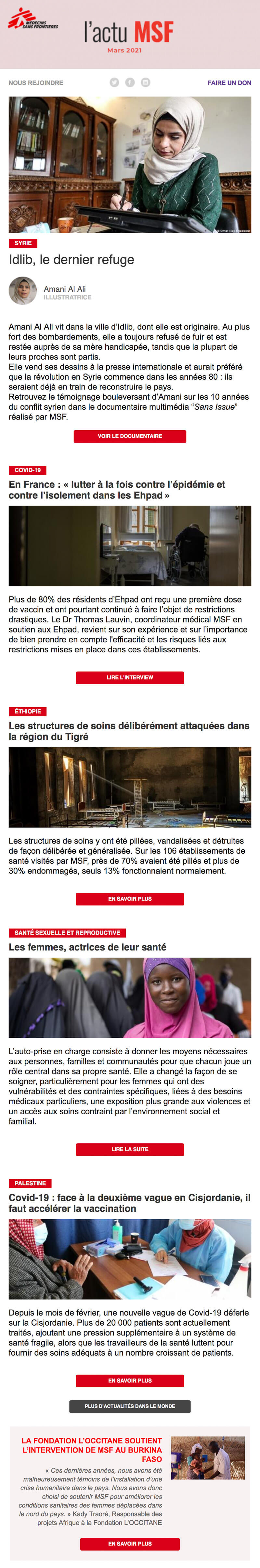 Newsletter Médecins Sans Frontières