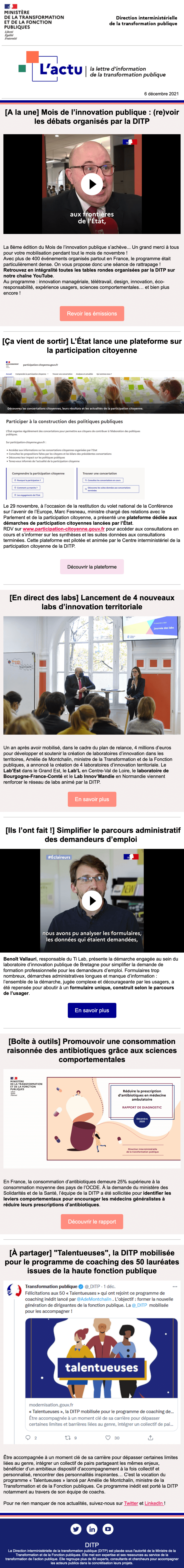 Newsletter Direction interministérielle de la transformation publique