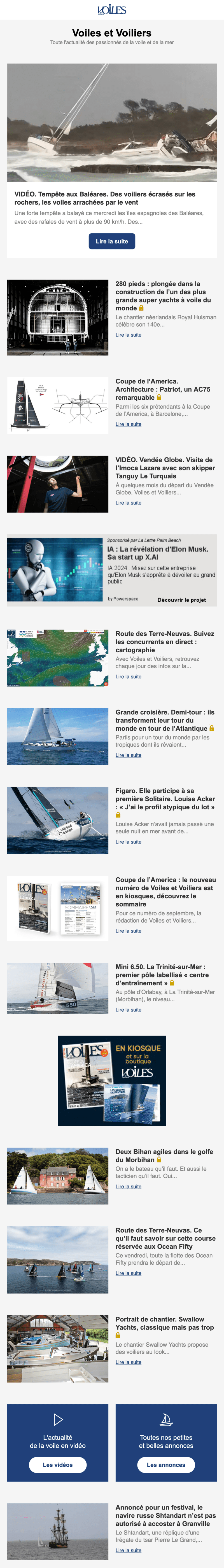 Newsletter Voiles et Voiliers