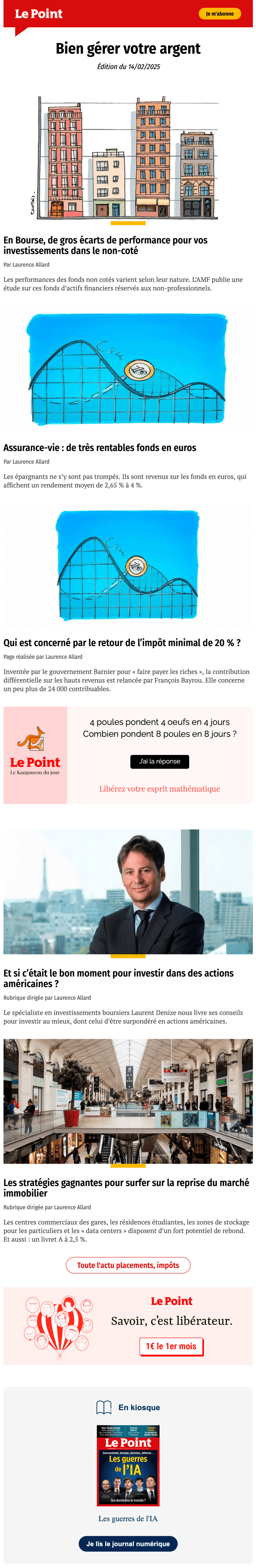 Newsletter Le Point Bien gérer votre argent
