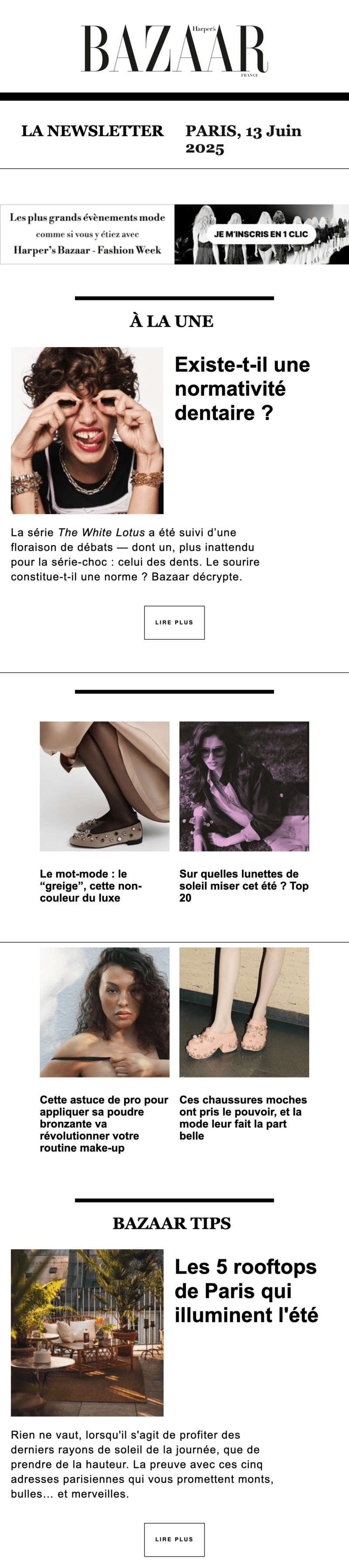 Newsletter Harper's Bazaar