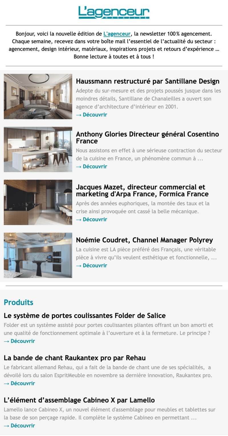 Newsletter L'Agenceur Magazine