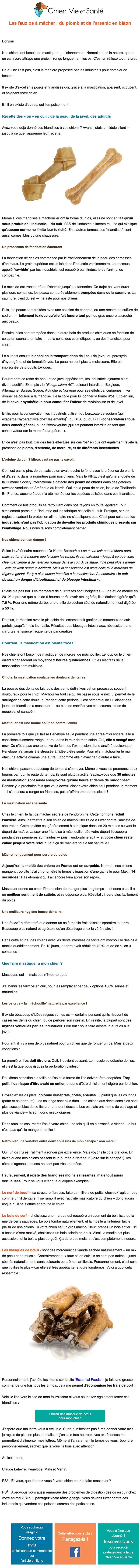 Newsletter Chien Vie et Santé
