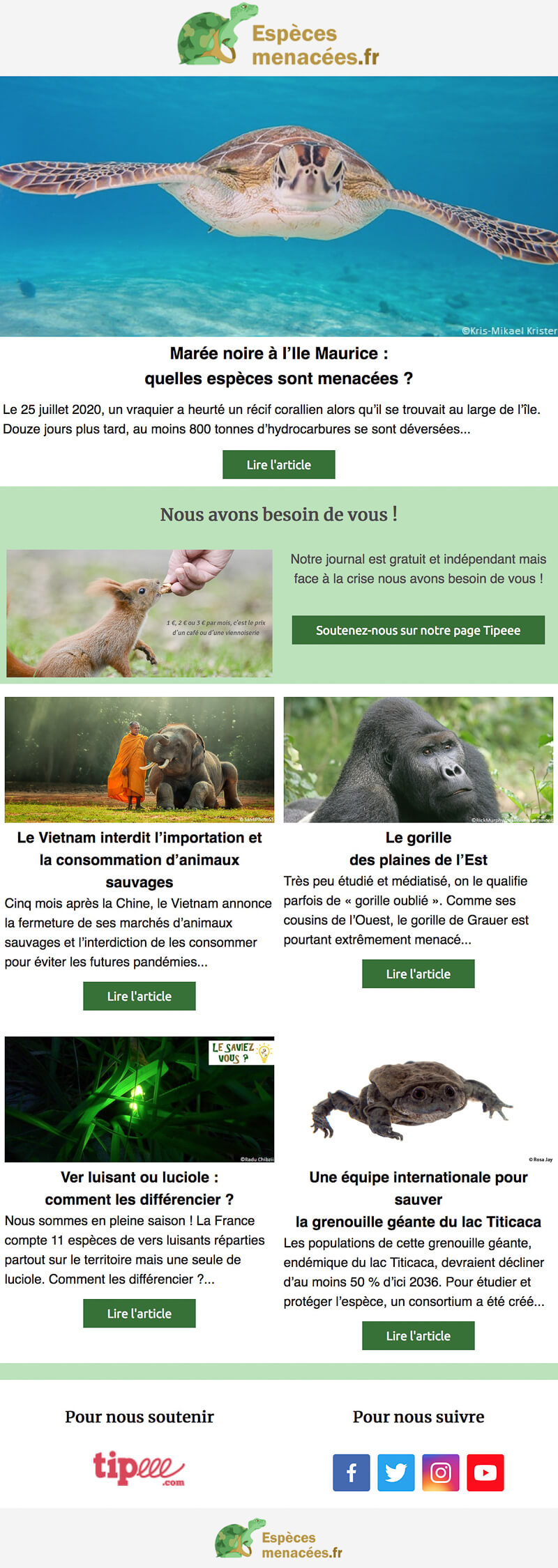Newsletter Espèces Menacées