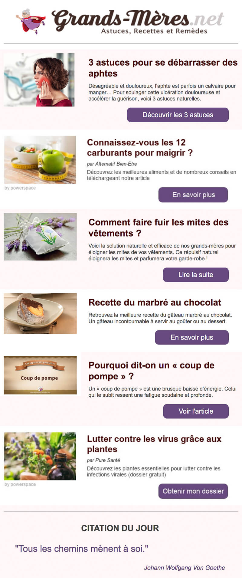 Newsletter Astuces de Grands-Mères