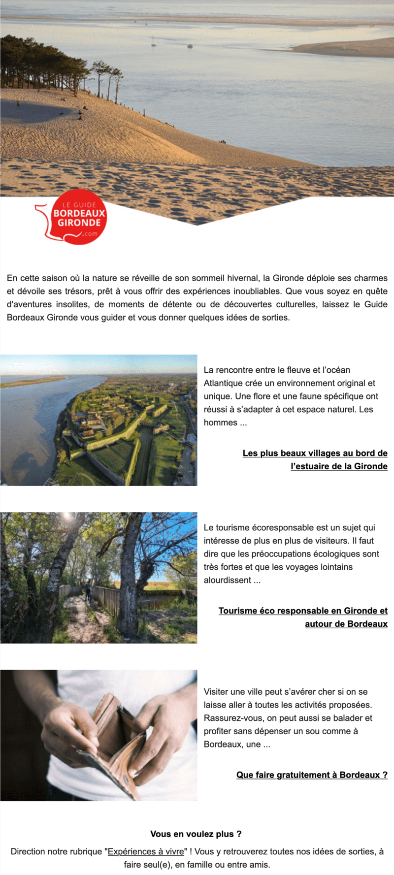 Newsletter Guide Bordeaux Gironde