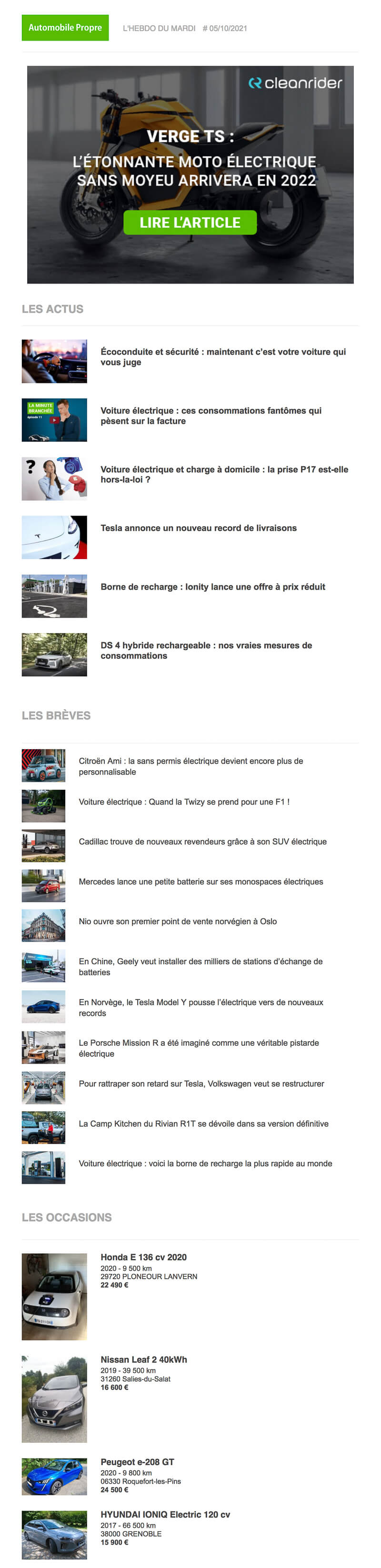 Newsletter Automobile Propre