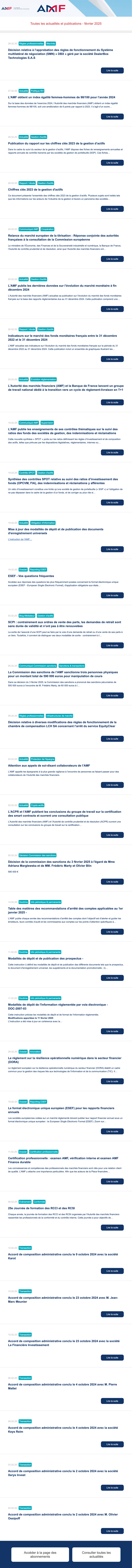 Newsletter Autorité des Marchés Financiers