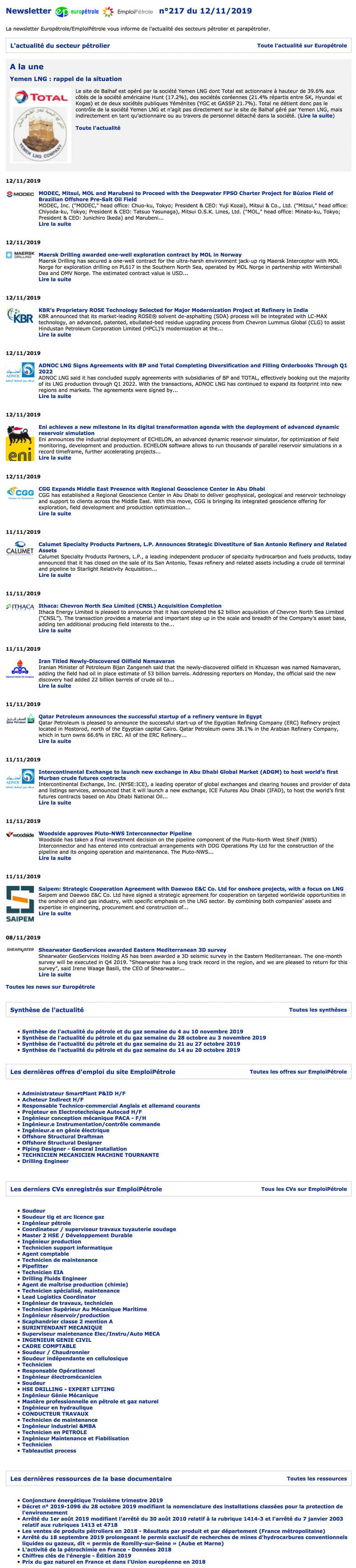 Newsletter Europétrole