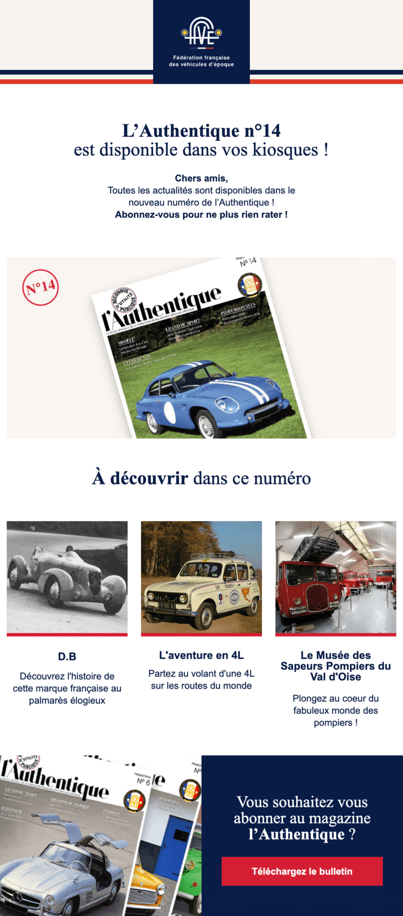 Newsletter Fédération Française des Véhicules d'époque