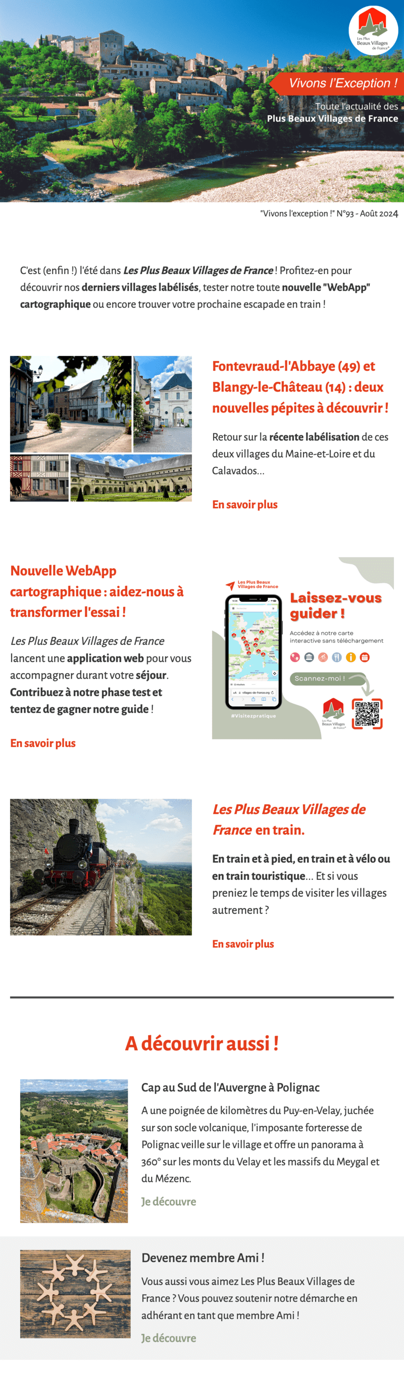 Newsletter Les Plus Beaux Villages de France