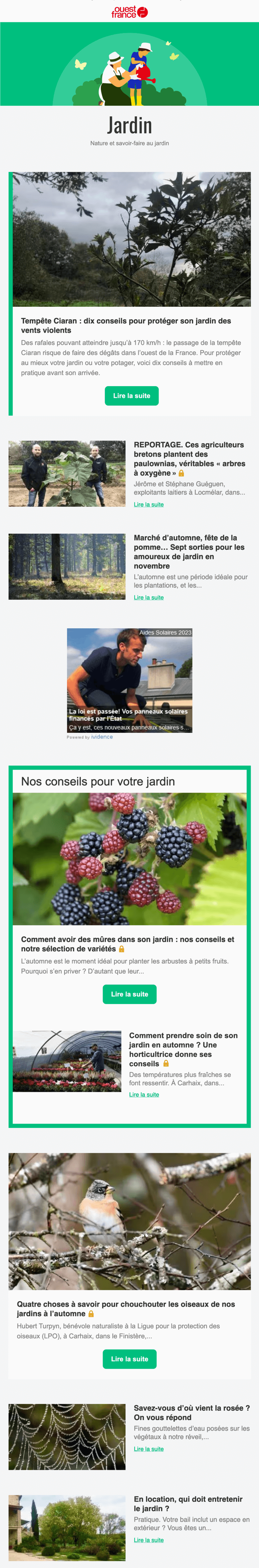 Newsletter Ouest-France - Jardin