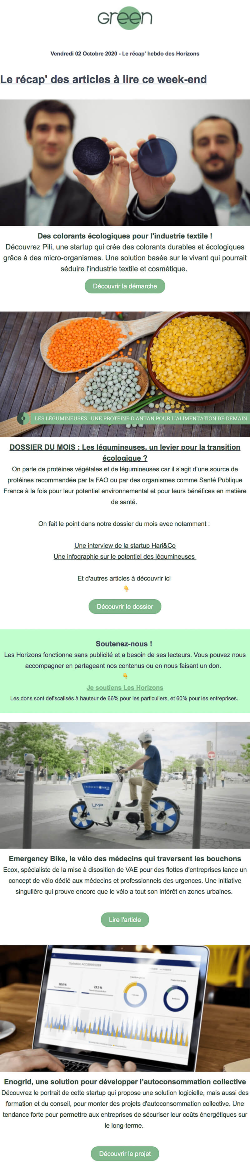 Newsletter Les Horizons - Green