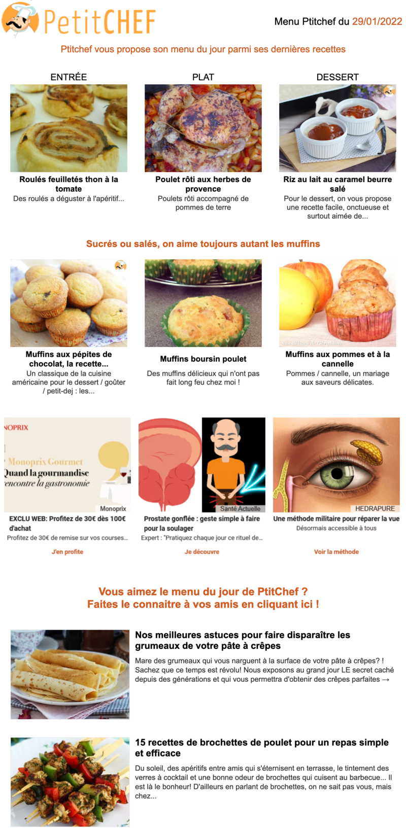 Newsletter Ptitchef