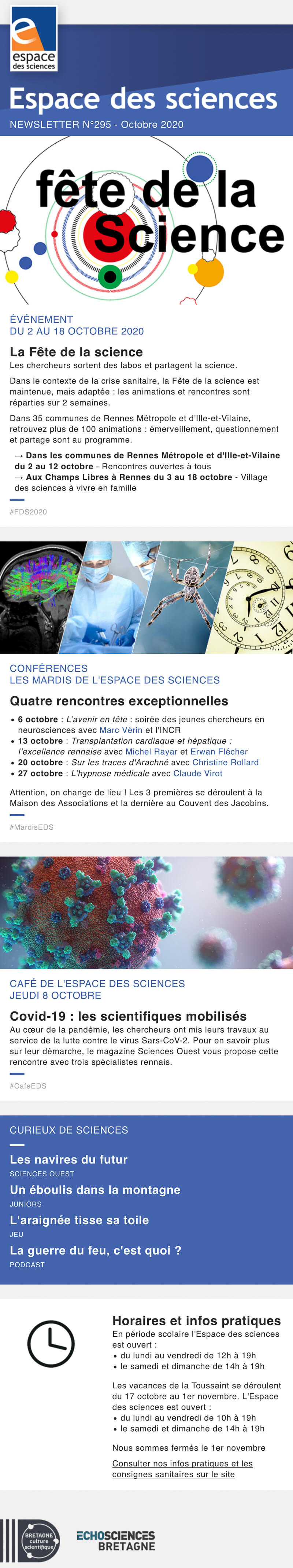 Newsletter Espace des sciences