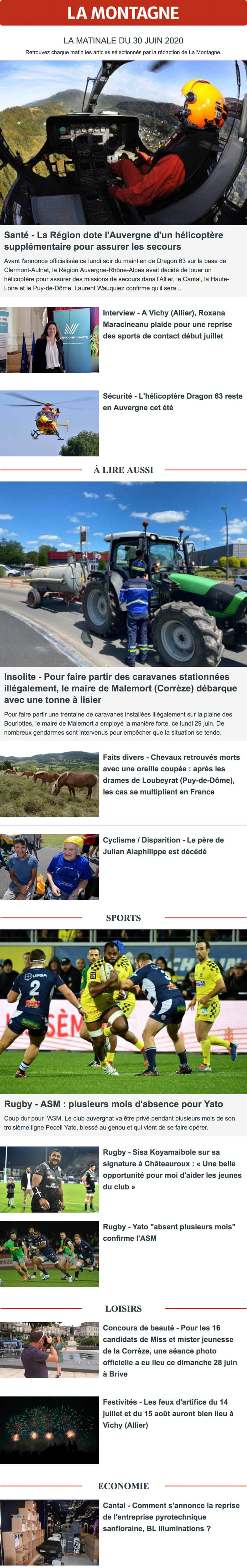 Newsletter La Montagne, La Matinale