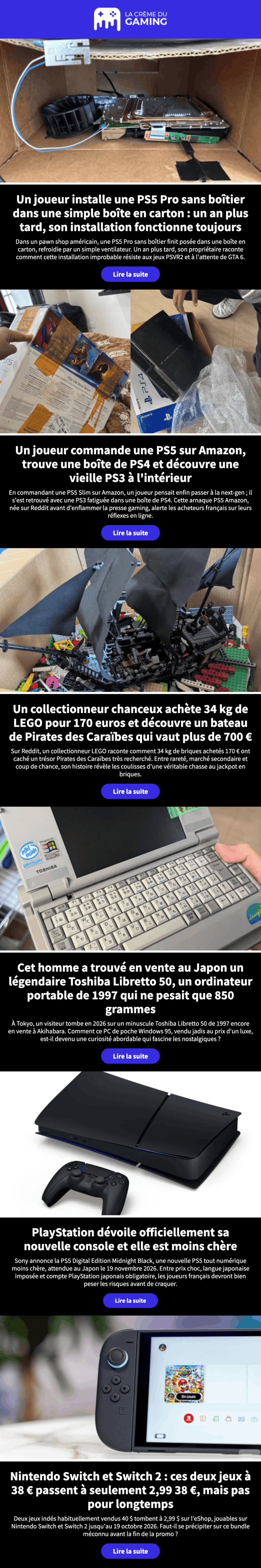 Newsletter La Crème du Gaming