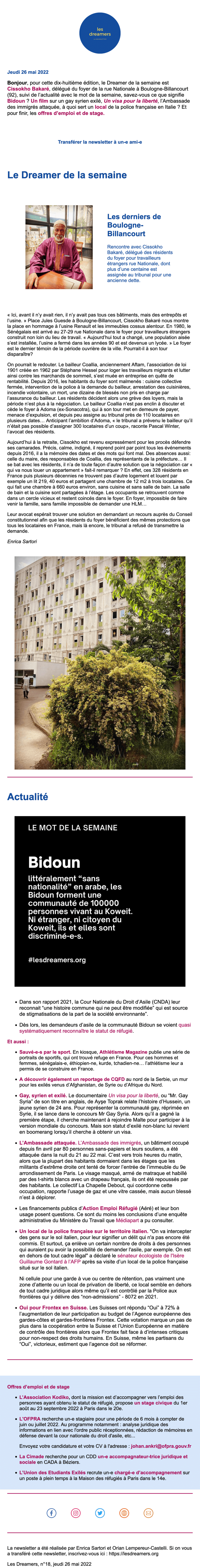 Newsletter Les Dreamers